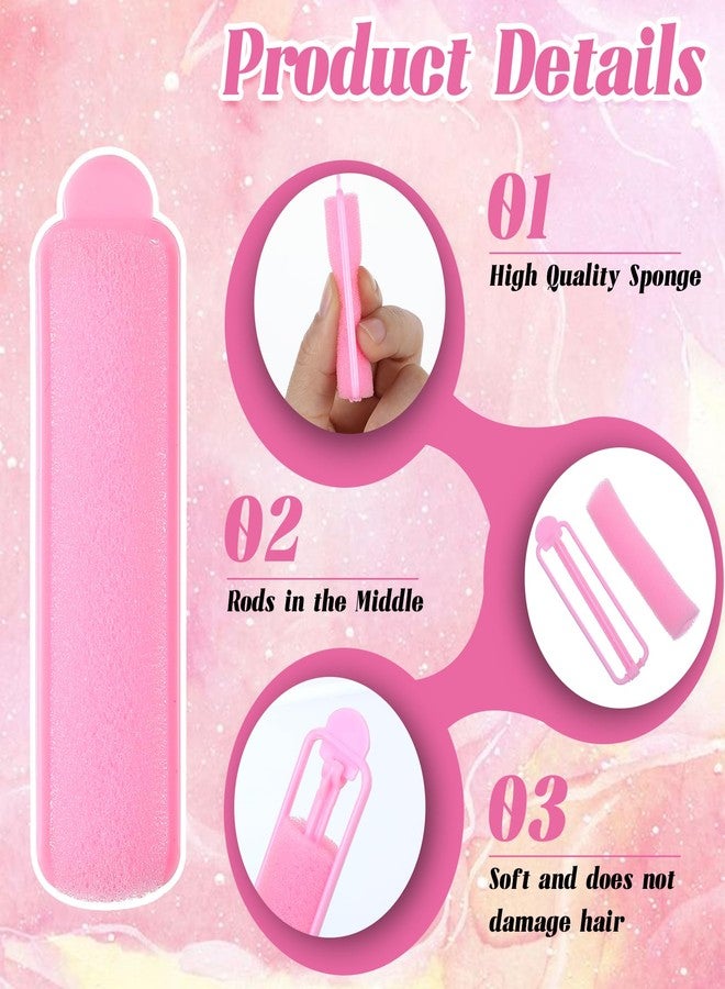 oruola بكرات شعر إسفنجية من أورولا، 28 قطعة، للنساء، بكرات شعر إسفنجية مقاس 2.67 بوصة، بكرات إسفنجية وردية اللون بدون حرارة لتصفيف الشعر الطويل والقصير، للسيدات والأطفال - Image 5